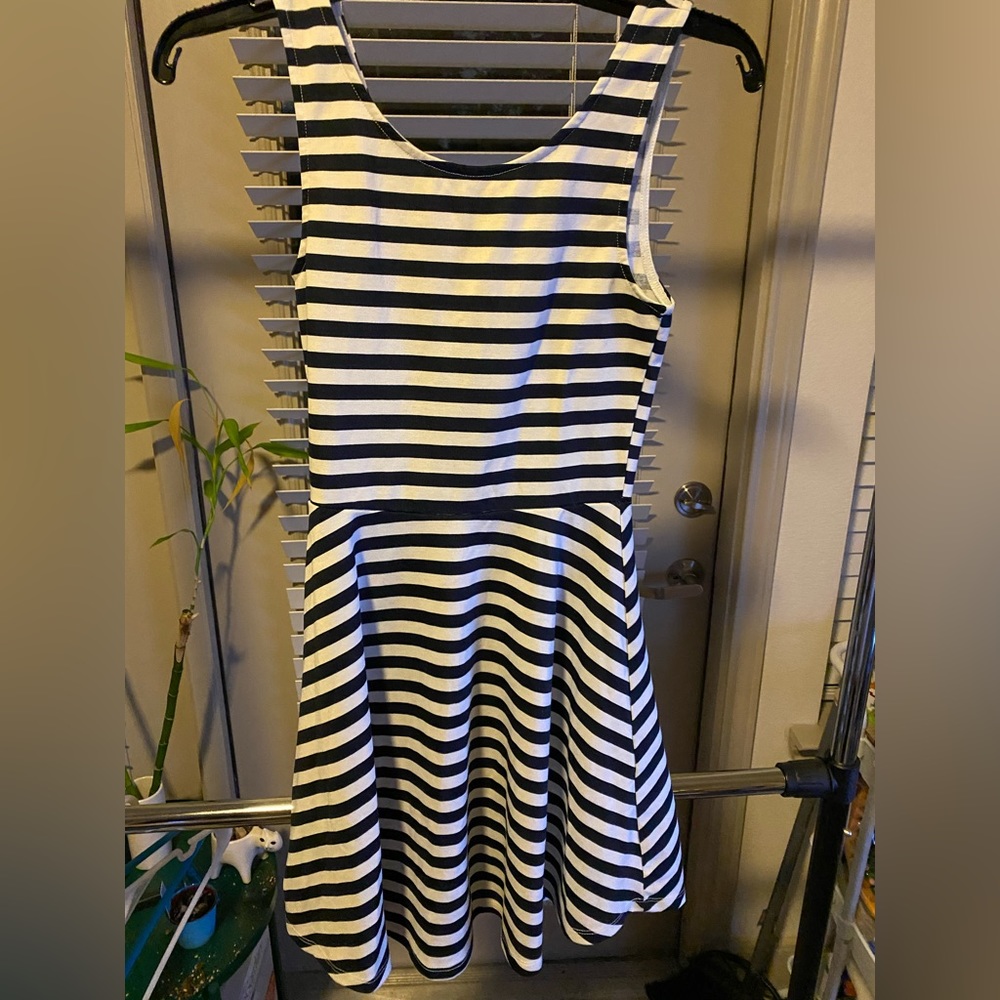 Black and white striped dress